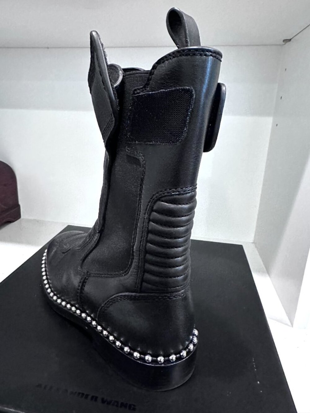 Brand New in Box Alexander Wang Black Leather Boots, Size 38 - Picture 8 of 14